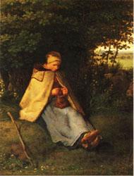 Jean Francois Millet Woman Knitting Norge oil painting art